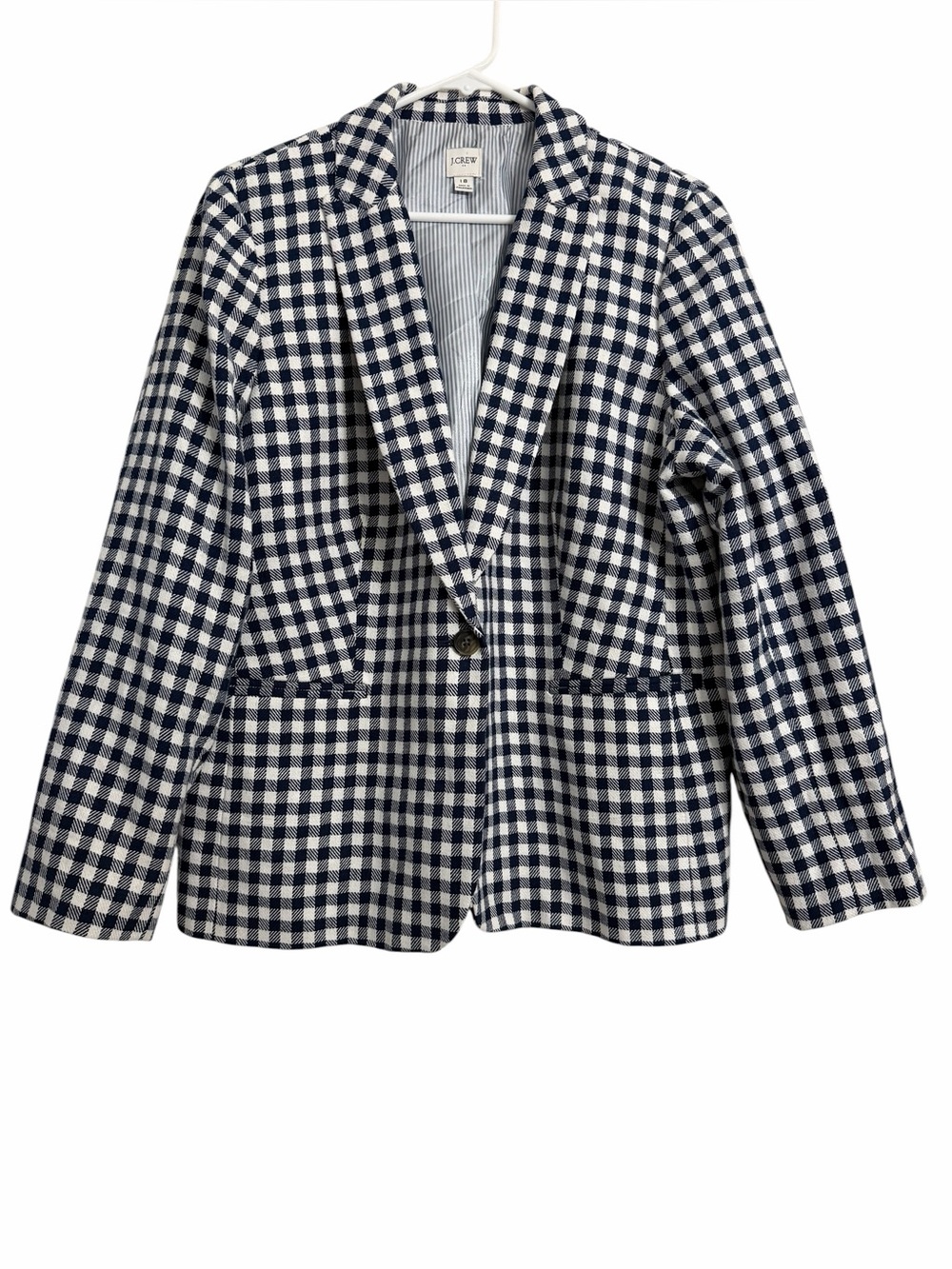J.Crew Parke Gingham Blazer Linen Cotton size 18 - Picture 2 of 9